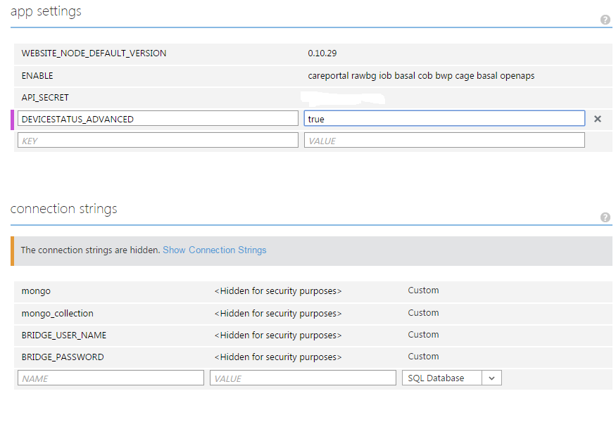 azure config changes