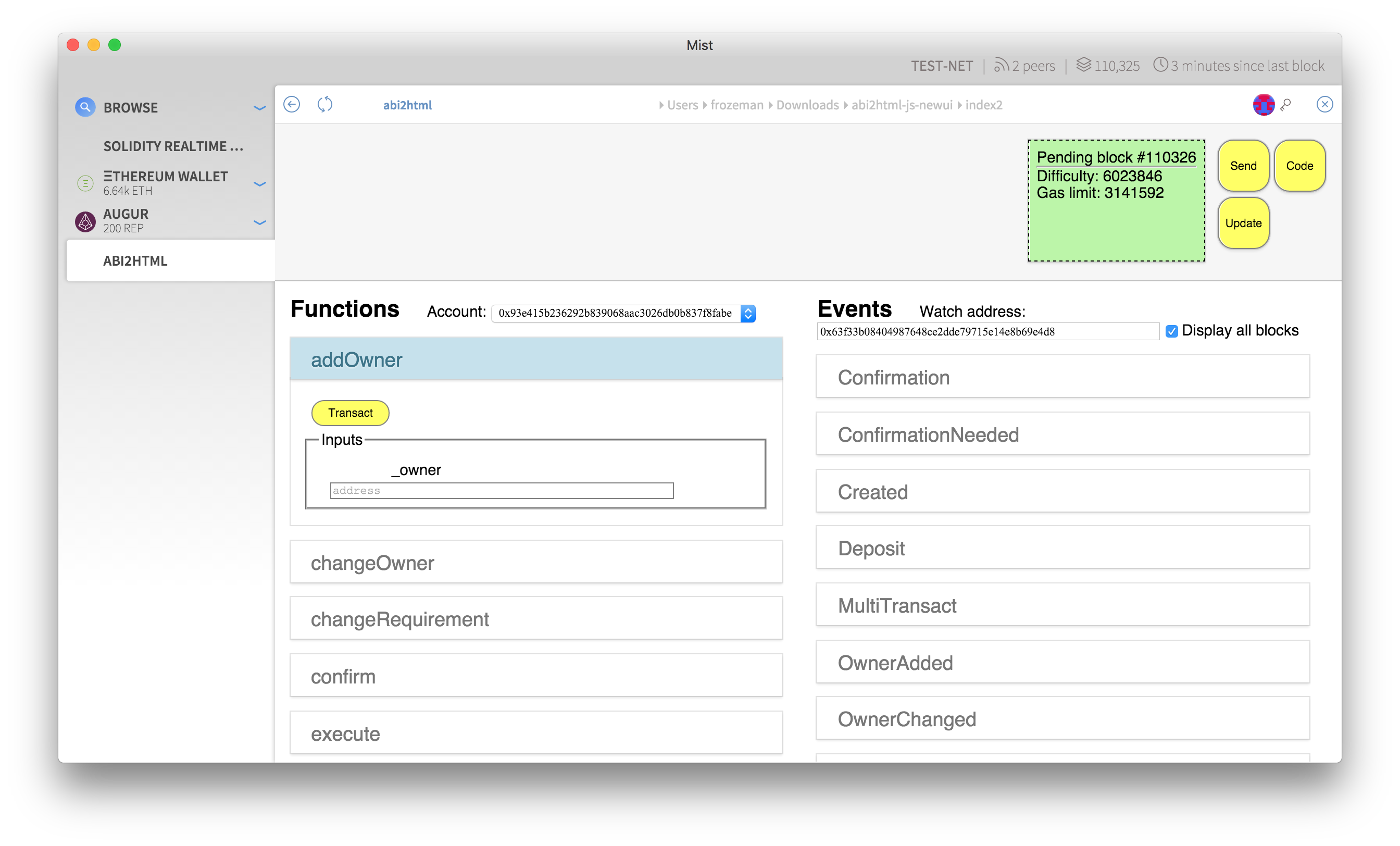 Autogenerated interfaces View interface screenshot
