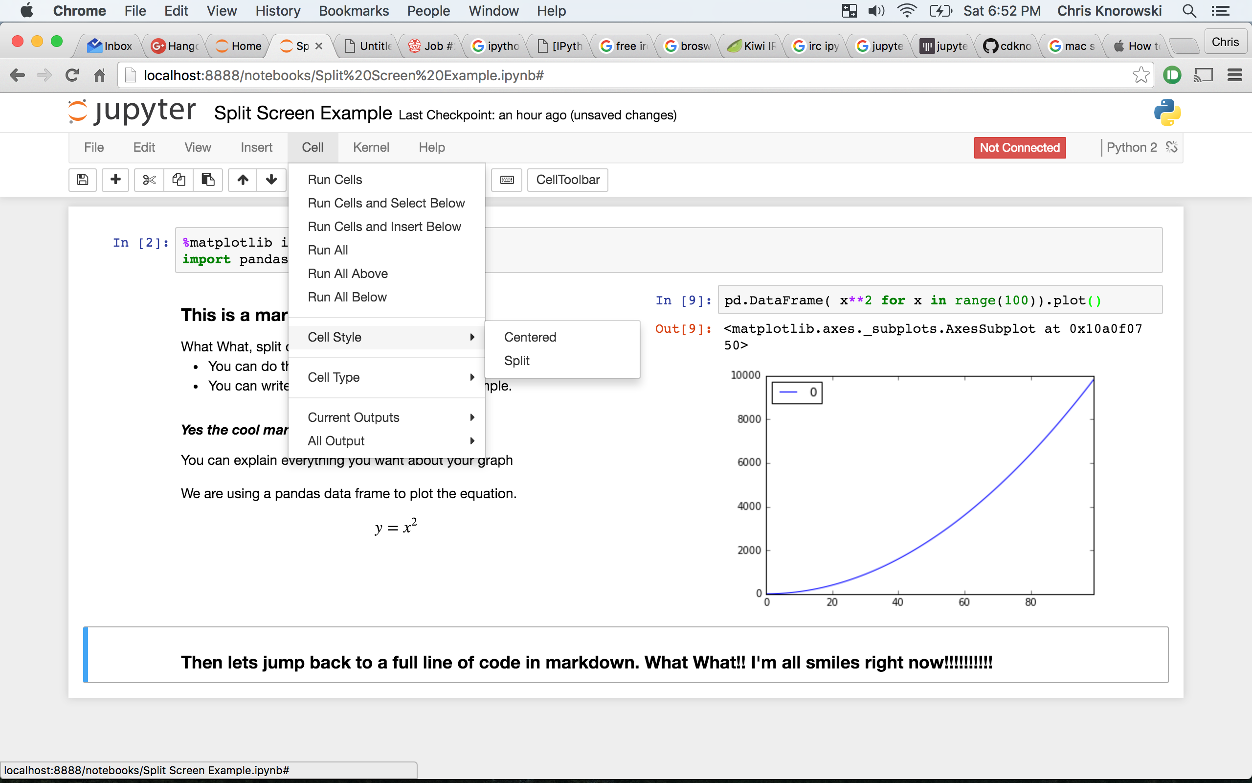screenshot with split cell